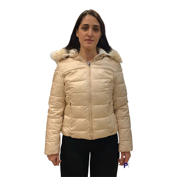 Gaudi Piumino sintetico con cappuccio e ecopelliccia 121BD35006 125001-02 beige