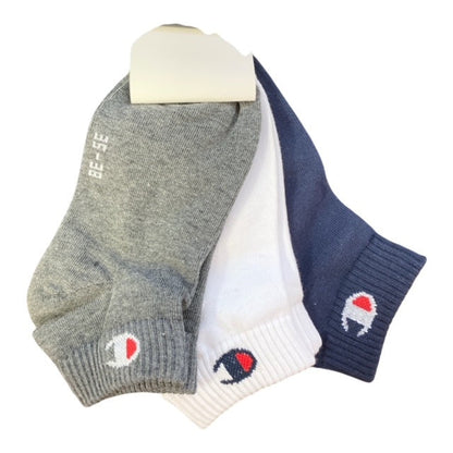 Champion calzini unisex Sneaker Socks 3 paia 10100382 U24559 BS501 blu-bianco-grigio