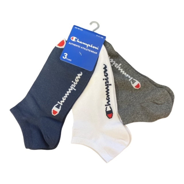 Champion Sneaker Socks Unisex 3 Paia Navy Bianco Grigio - U24560 BS501