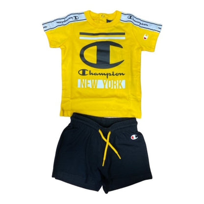 Champion Completino da bambino maglietta e pantaloncino 305997 YS011 LCD giallo-nero