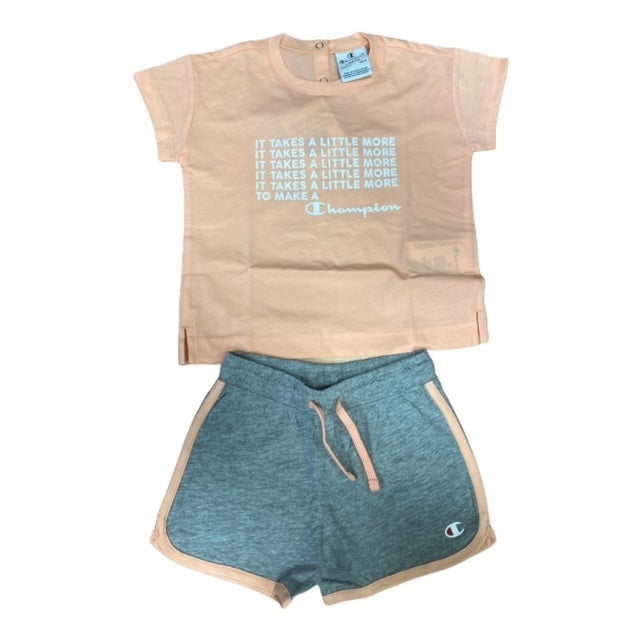 Champion completo Infant maglietta e pantaloncino 404391 PS012 PHP rosa-grigio