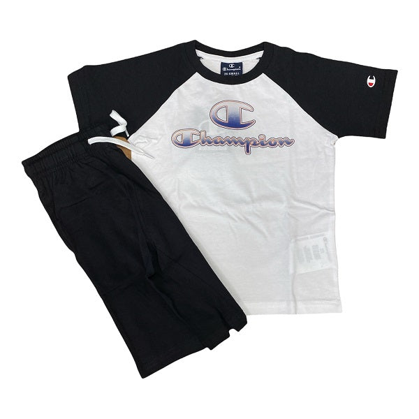 Champion completo T-shirt+Short 305987 WW001 WHT/NBK white-black