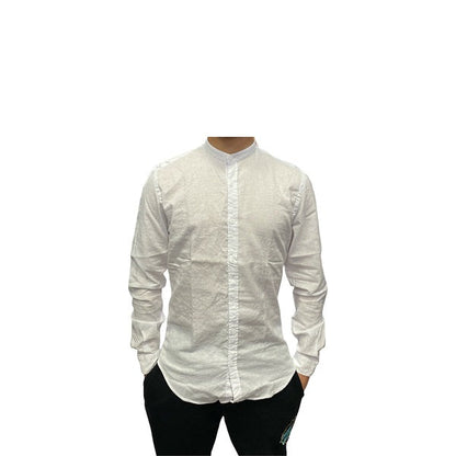 Bomboogie Camicia in lino collo coreana SM 6401 T LITP 00 white