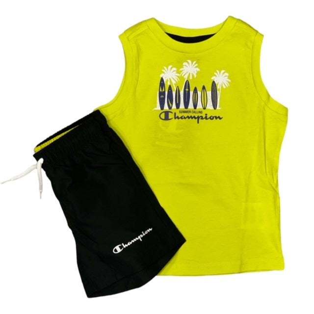 Champion completino da bambino maglietta e pantaloncino 306051 YS109 SLH giallo nero