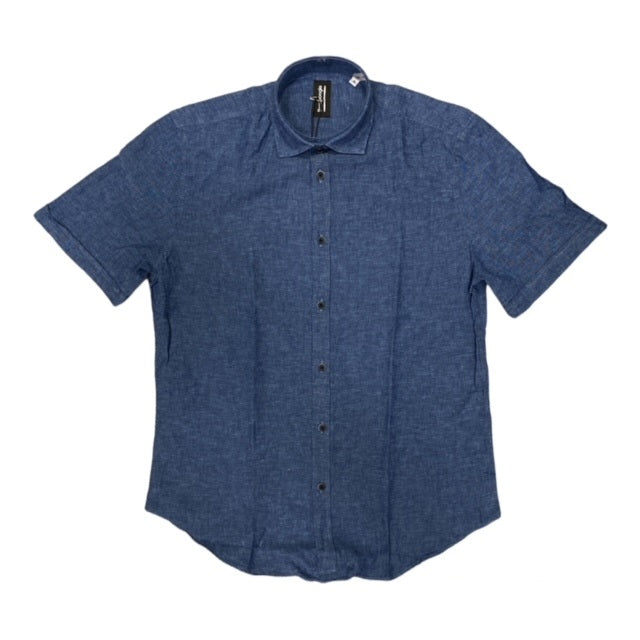 Bomboogie Camicia Manica Corta in Lino e Cotone SM6400TLITP 26 indigo blue