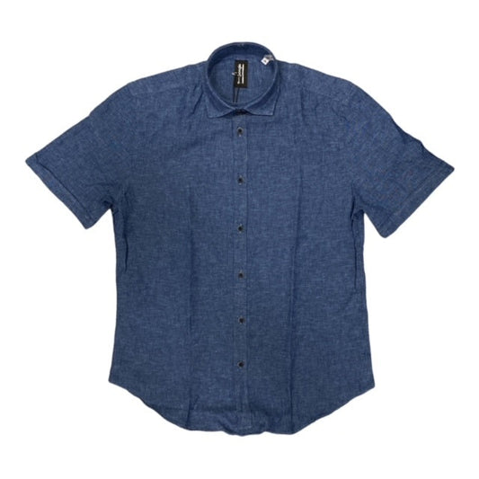 Bomboogie Camicia Manica Corta in Lino e Cotone SM6400TLITP 26 indigo blue