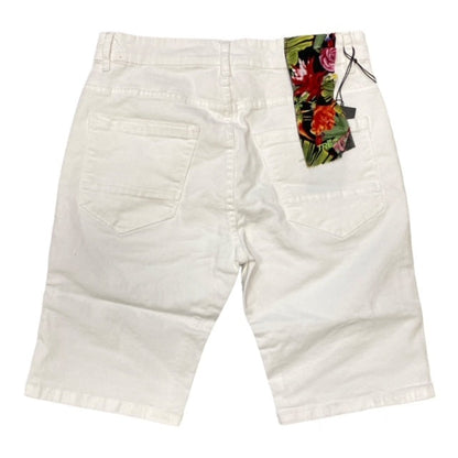 Trez Pantaloncino Bin-Pris da uomo in demin bianco M45115 110