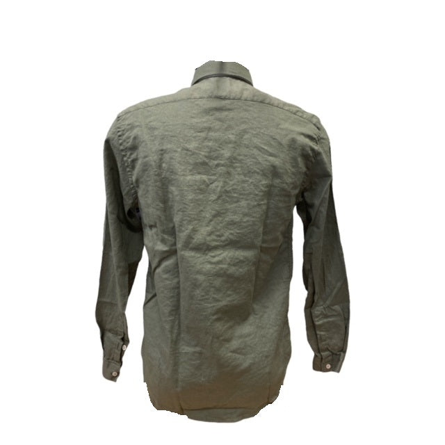 Bomboogie Men's French Collar Linen and Cotton Long-Sleeve Shirt SM6402TLITP 32 army green