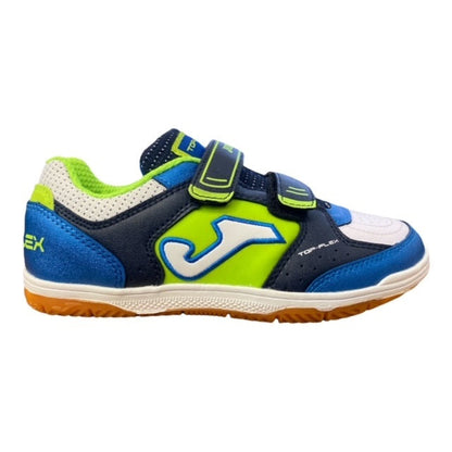 Joma scarpa da calcetto indoor da bambino con velcro Top Flex 704 blu bianco
