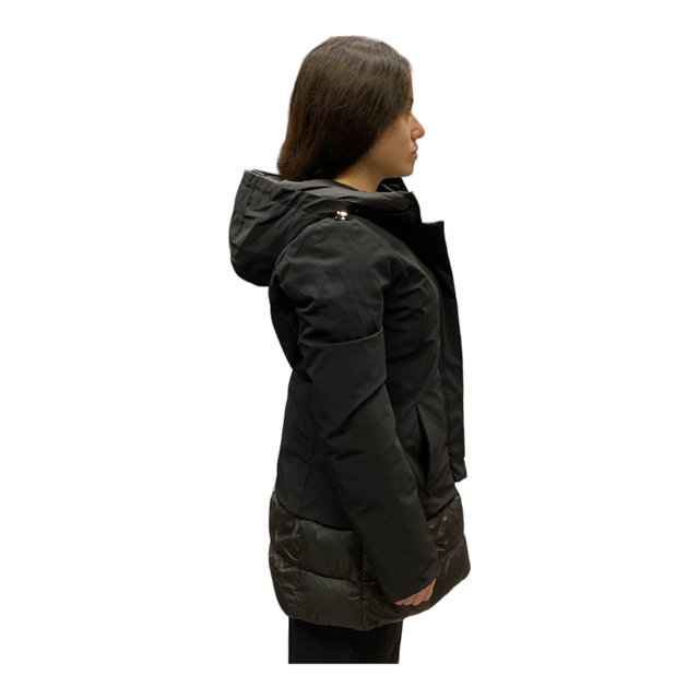 Yes Zee Cappotto da donna con inserti in pelle O086/NT00 0801 nero