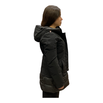 Yes Zee Cappotto da donna con inserti in pelle O086/NT00 0801 nero