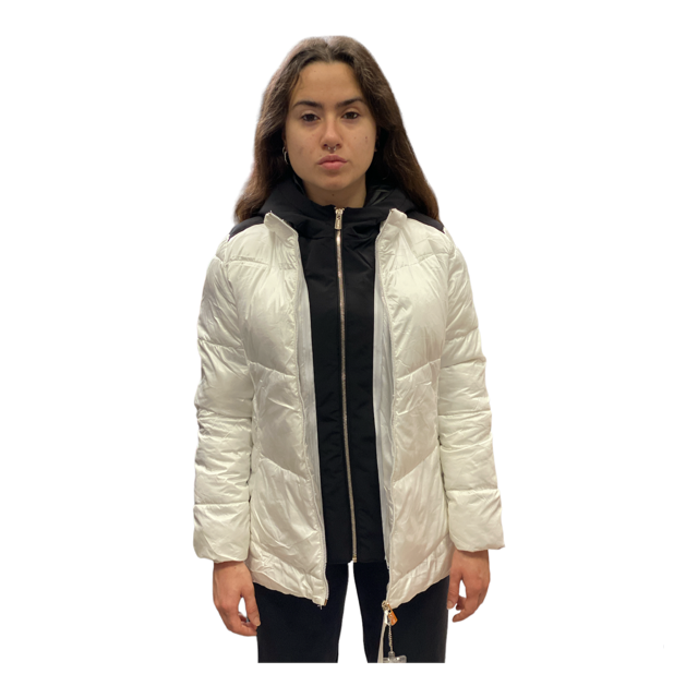 Yes Zee Girls' Hooded Coat O006/QVJJ 0101 Pearl White
