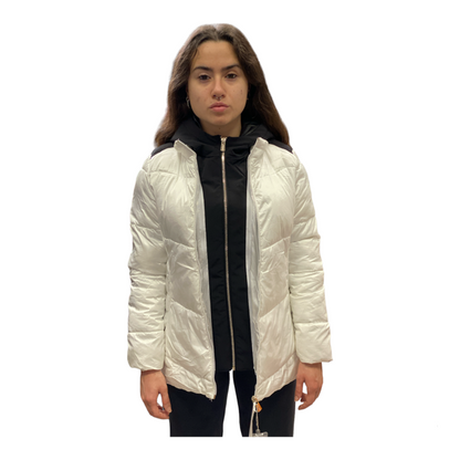 Yes Zee Girls' Hooded Coat O006/QVJJ 0101 Pearl White