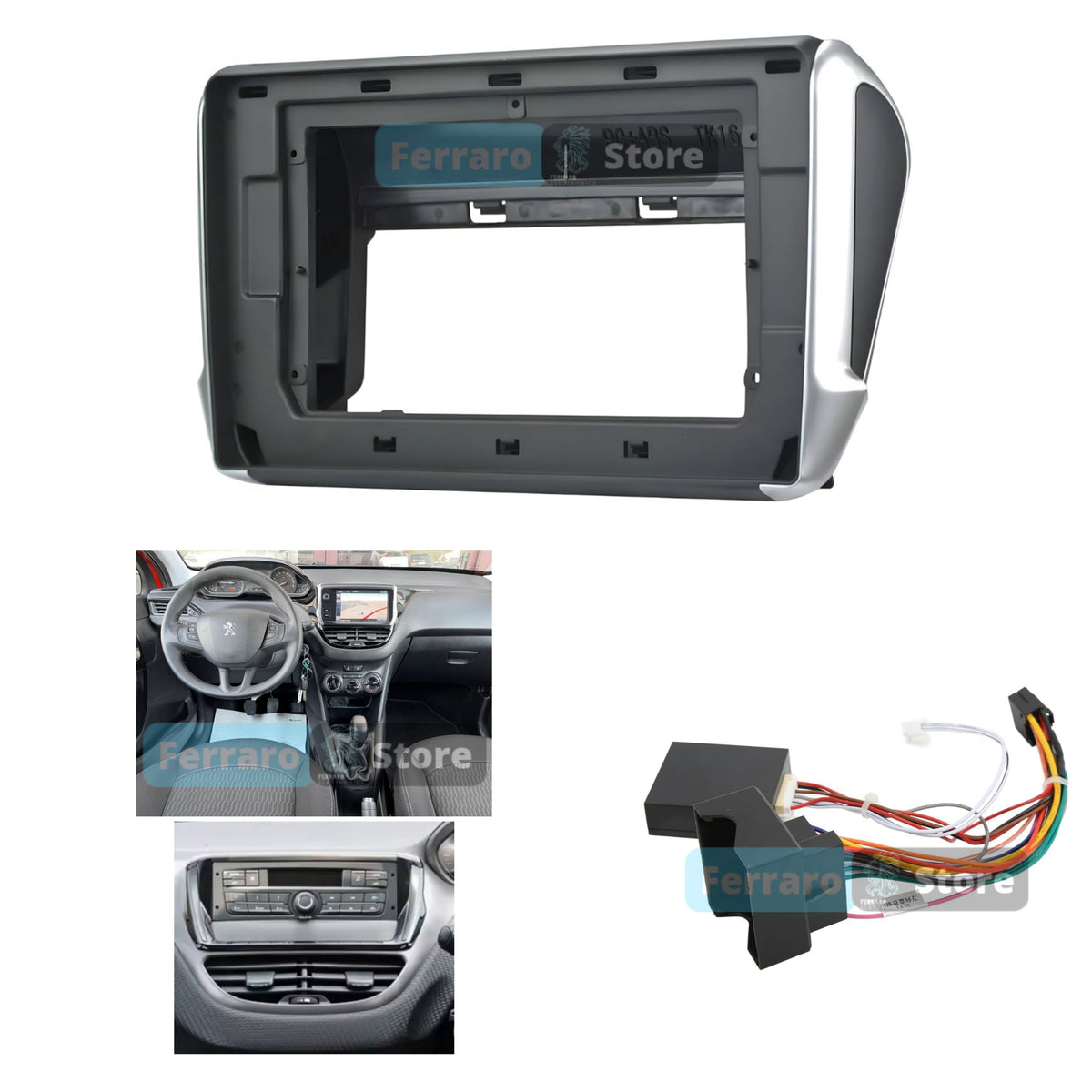 Kit Montaggio Autoradio 10.1"Pollici Peugeot 208/2008 (2012-2019) Mascherina, Cablaggio Autoradio Android