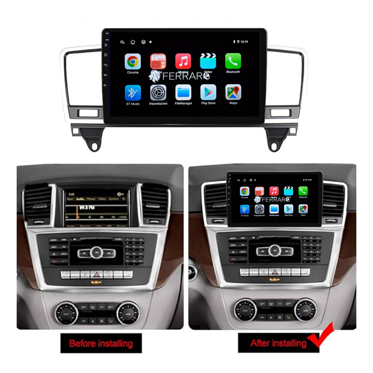 Autoradio per Mercedes Classe M w166 9" (2011-2015) Android, Bluetooth, CarPlay, Android Auto, 2GB/4GB/6GB/8GB Ram