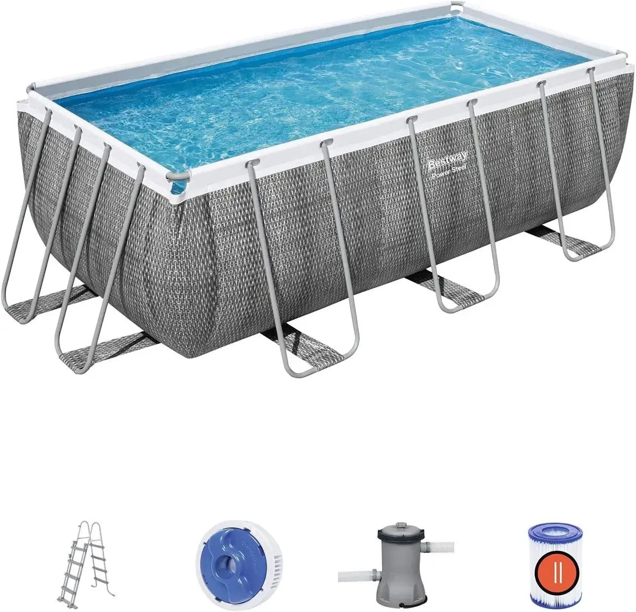 Pool 412x201x122 rechteckig Rattanoptik