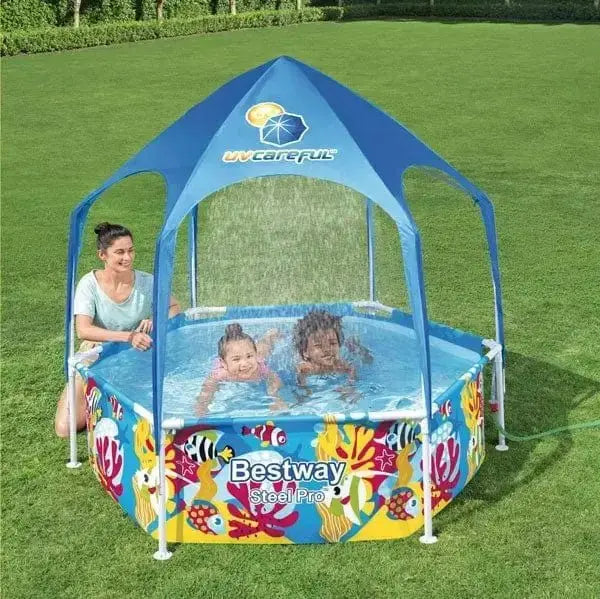 Spielpool mit Schattenplane 183x51