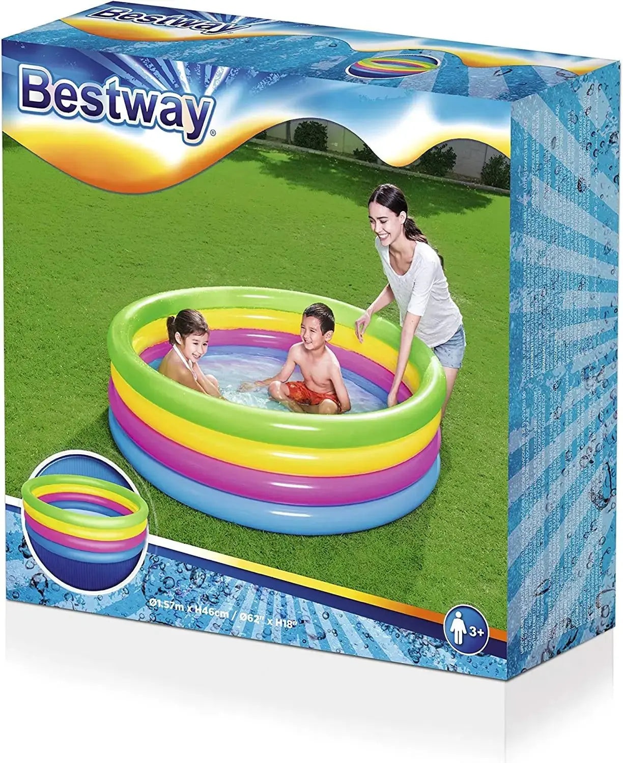 Piscina per bambini a 4 anelli colorati 157x46