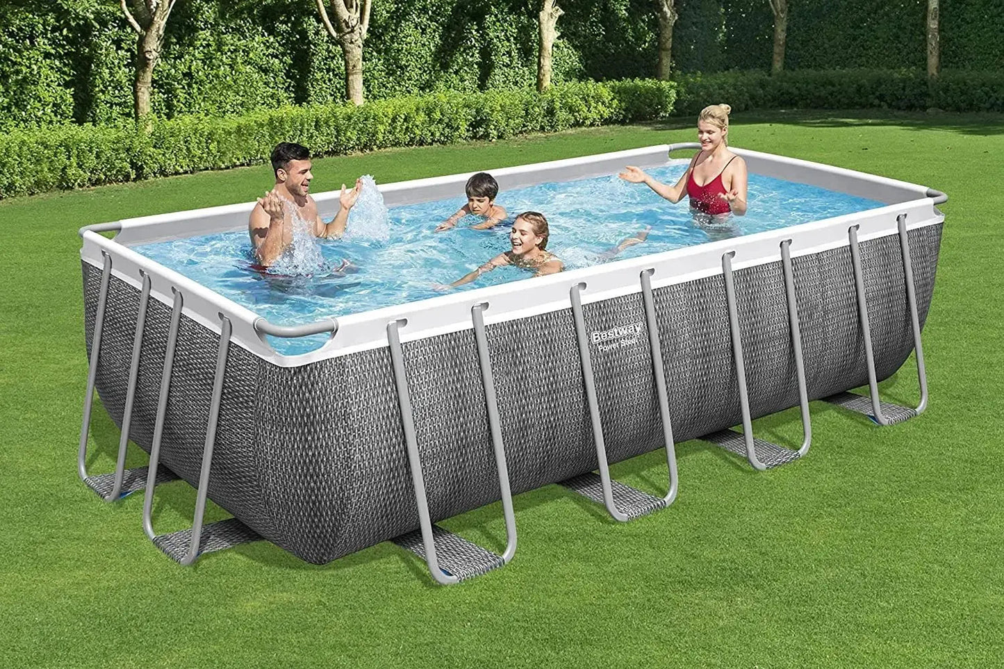 Rechteckiger Pool in Rattan-Optik 488x244x122