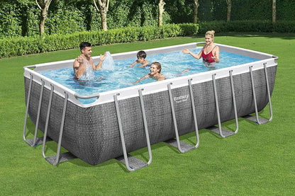 Rechteckiger Pool in Rattan-Optik 488x244x122