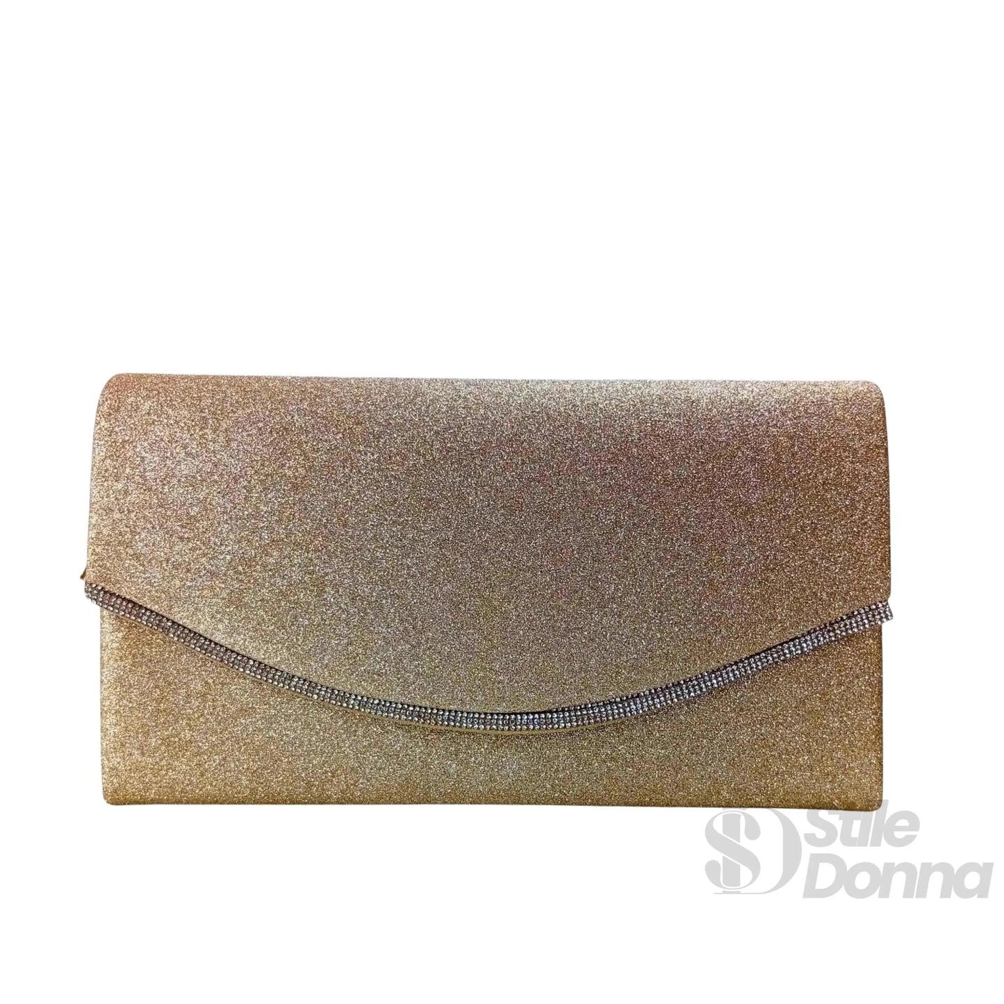 Stile Donna Bags - Pochette Busta con Strass Oro