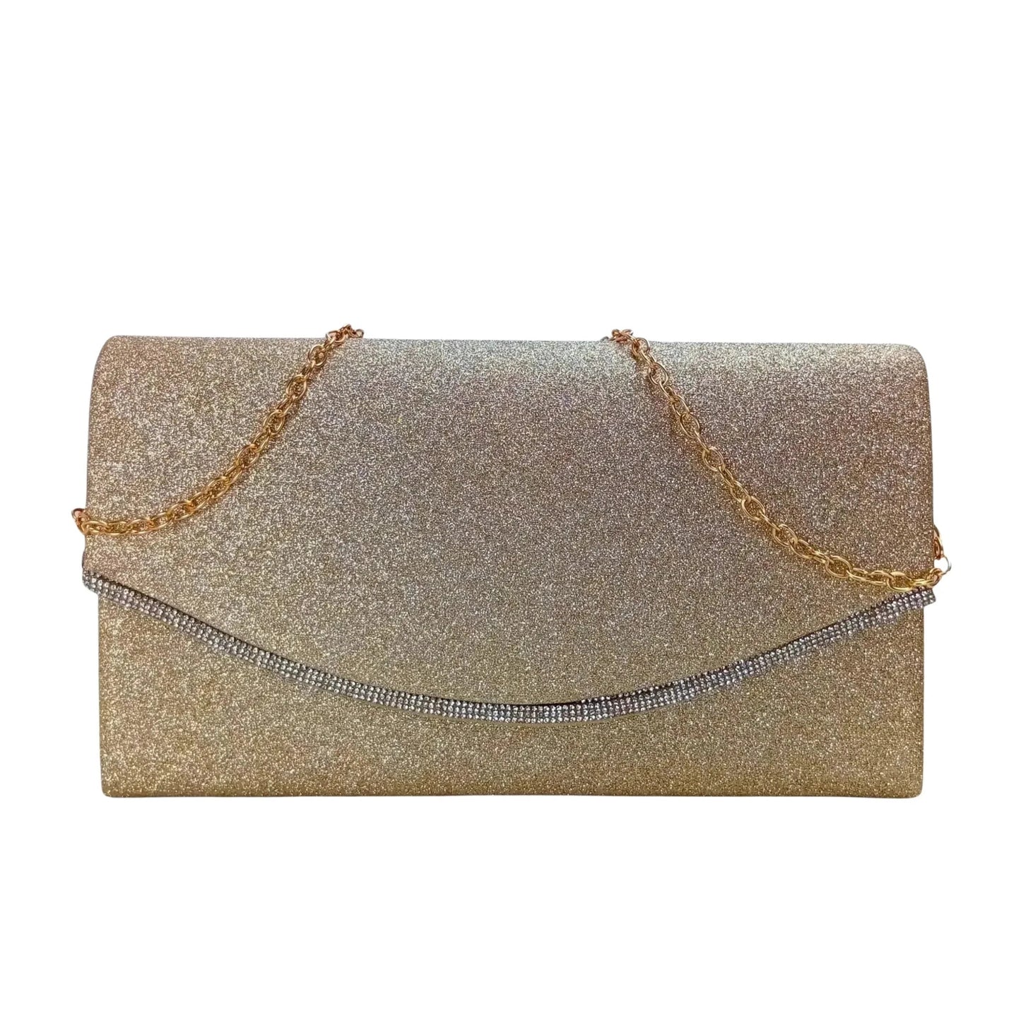 Stile Donna Bags - Pochette Busta con Strass Oro