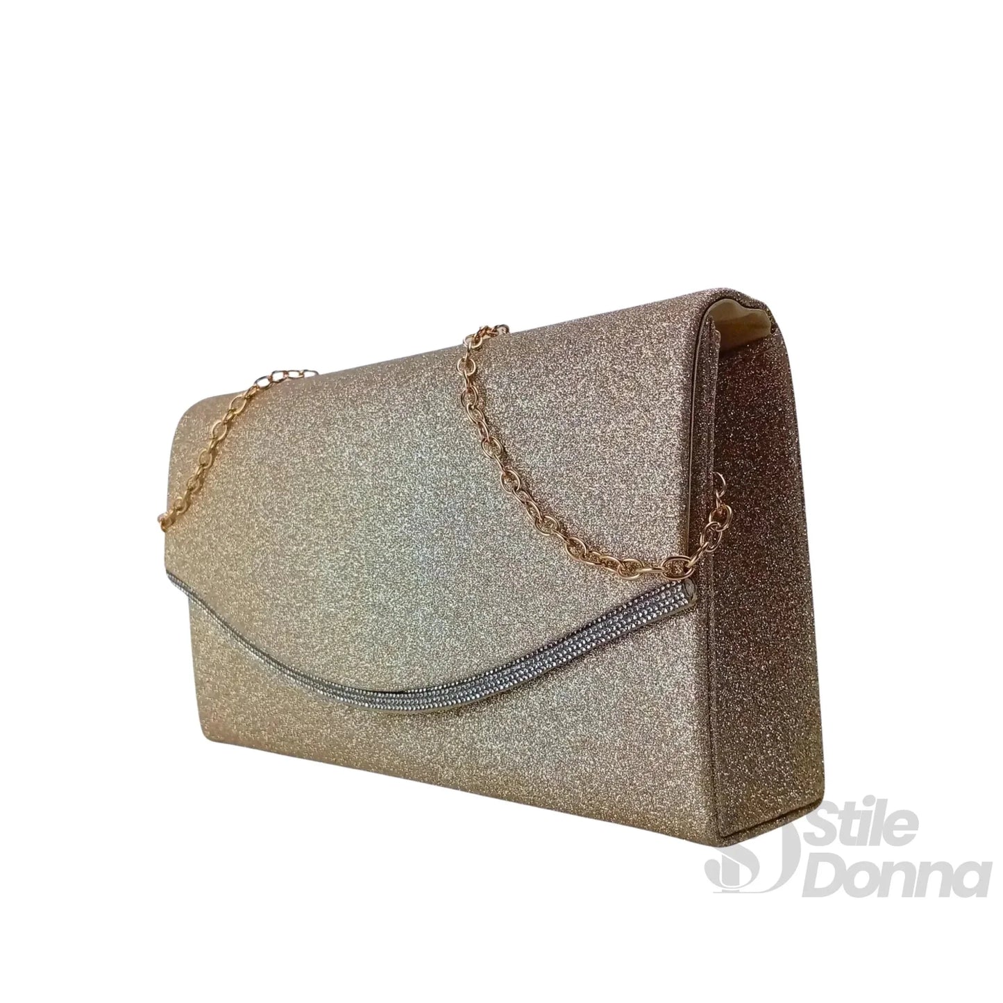 Stile Donna Bags - Pochette Busta con Strass Oro
