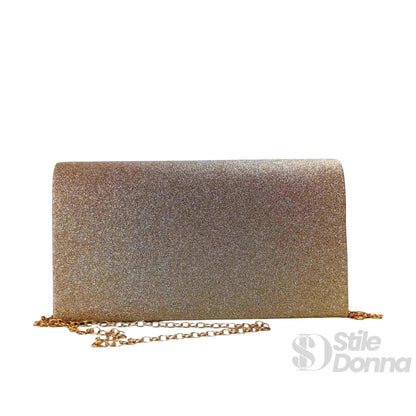 Stile Donna Bags - Pochette Busta con Strass Oro