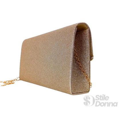 Stile Donna Bags - Pochette Busta con Strass Oro