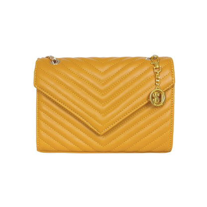 Stile Donna Bags - Pochette Giallo Senape con Catena