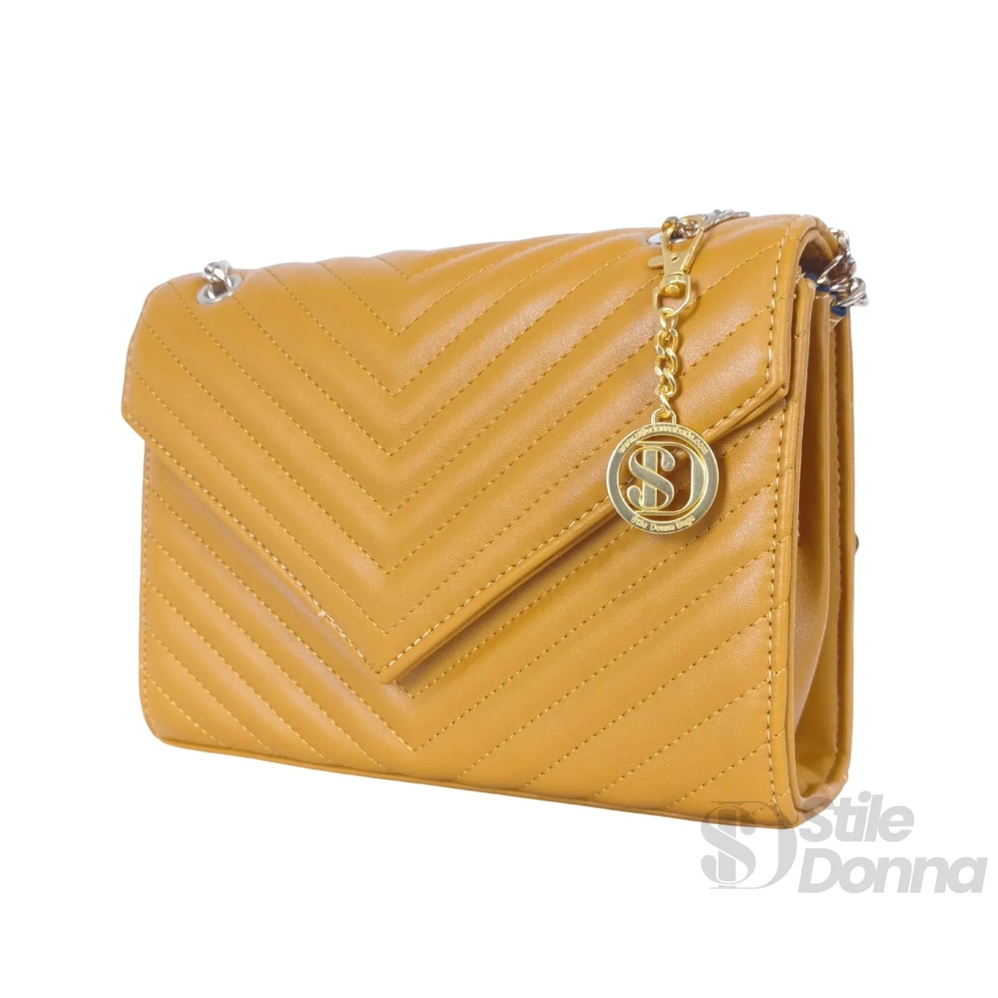Stile Donna Bags - Pochette Giallo Senape con Catena
