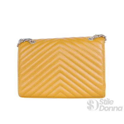 Stile Donna Bags - Pochette Giallo Senape con Catena