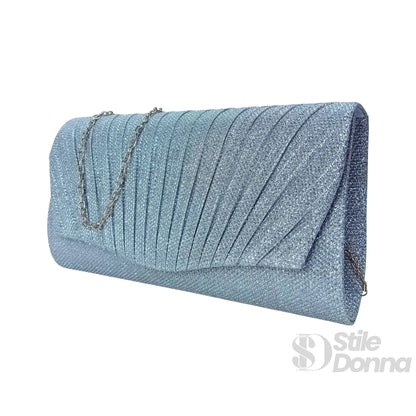 Stile Donna Bags - Pochette Ventaglio con Strass Argento