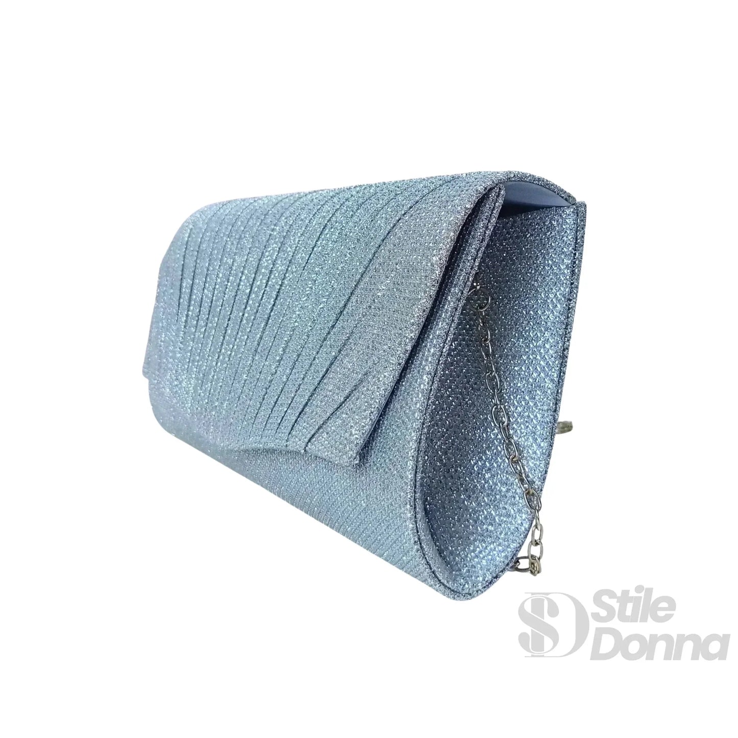 Stile Donna Bags - Pochette Ventaglio con Strass Argento