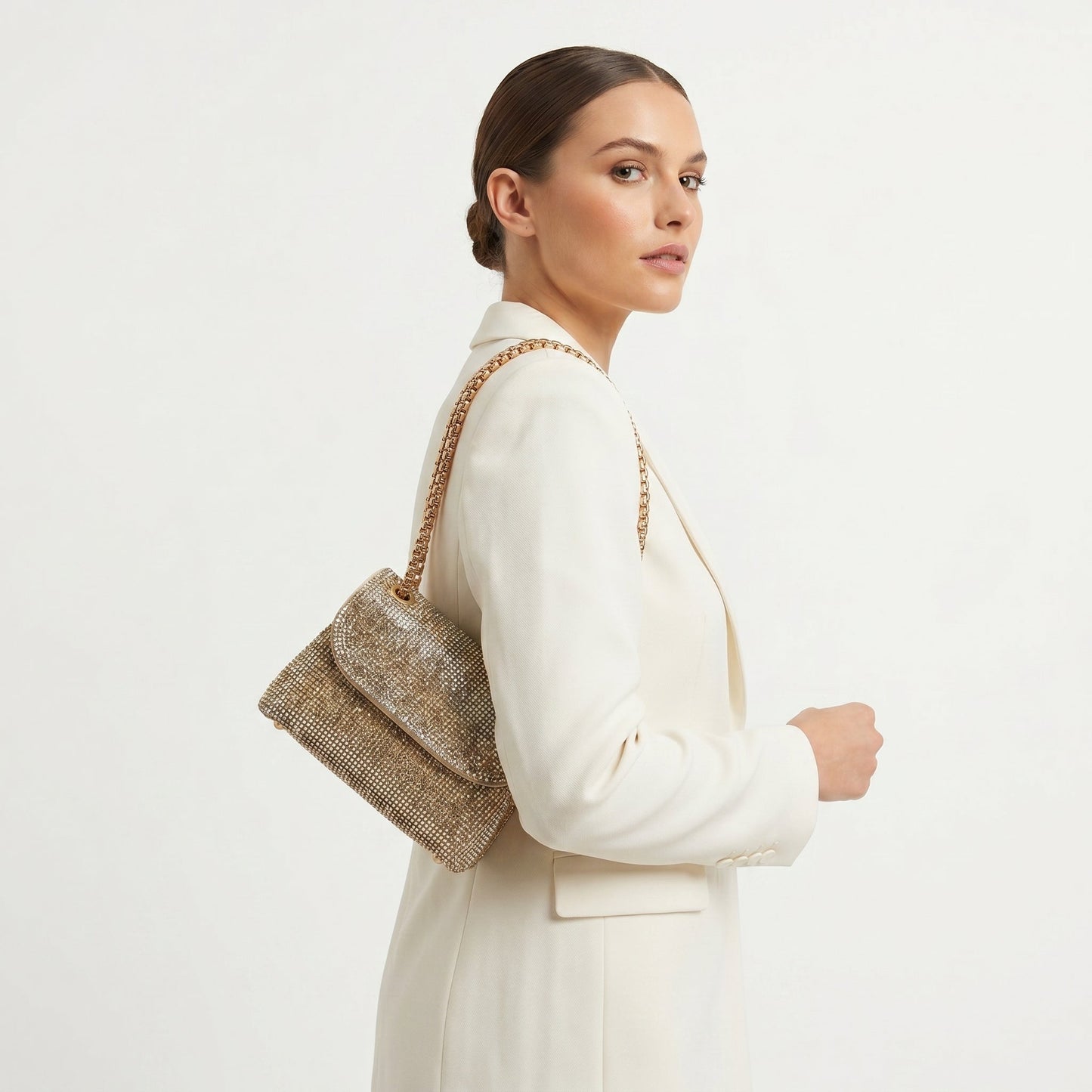 Stile Donna Bags - Pochette con Strass Decorativi