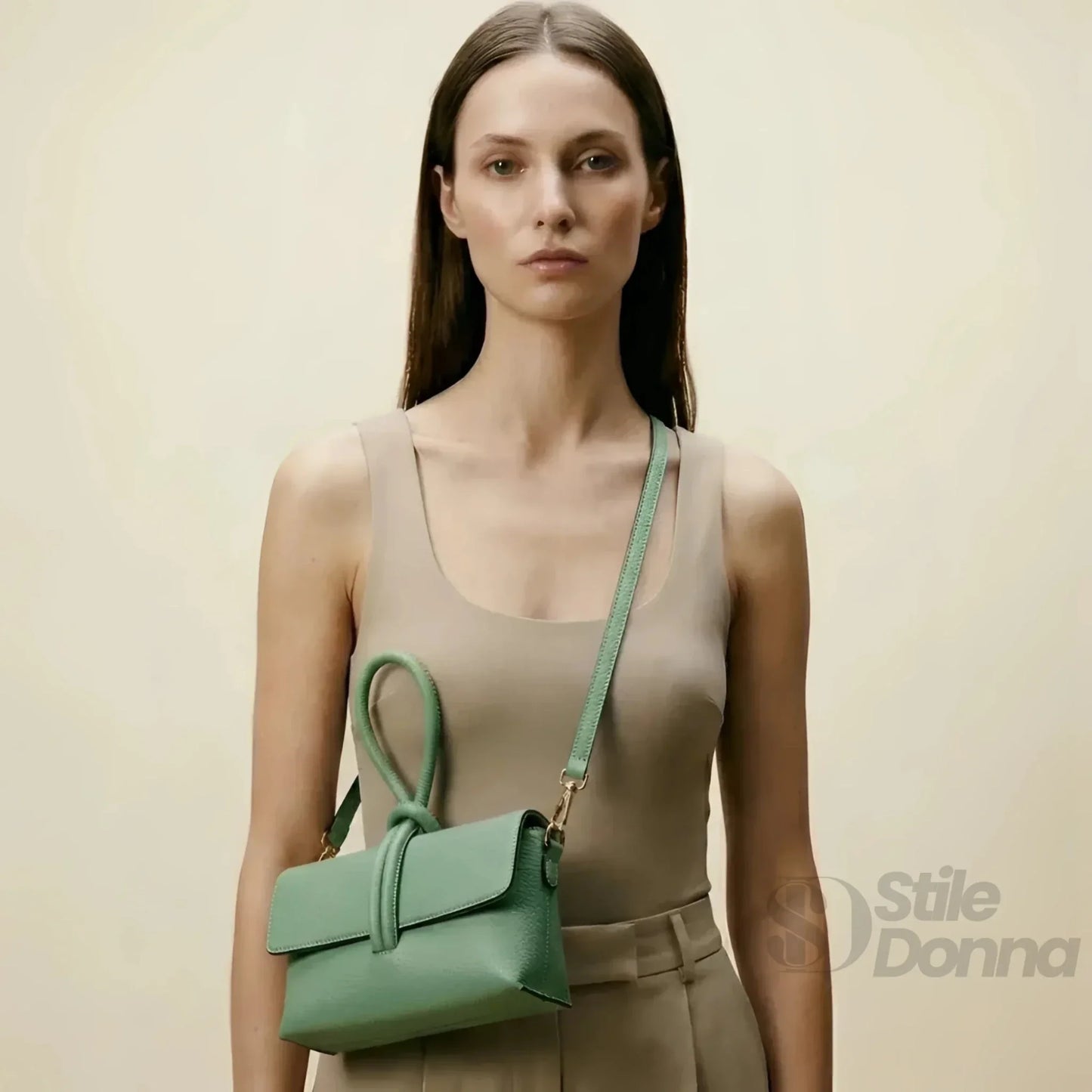 Stile Donna Bags - Pochette Verde Menta con Zip