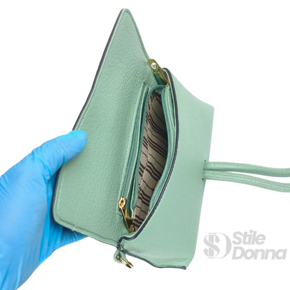 Stile Donna Bags - Pochette Verde Menta con Zip