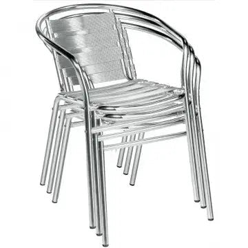 Stackable Bar Armchair 1,2: Aluminum, Ø 25x1,2 mm, cm 56x55x74