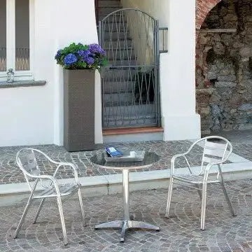 Stapelbarer Barhocker Double: Aluminium, Ø 25x1,2 mm, cm 55x60x79