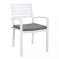 White aluminum garden armchair with taupe cushion (Dimensions: 46x62x84 cm)