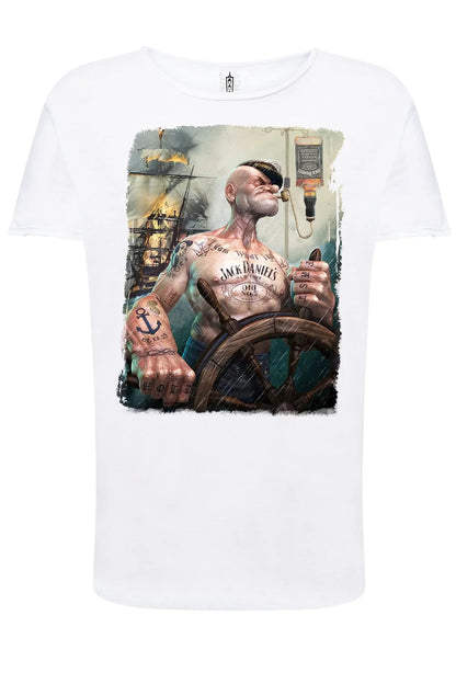 T-shirt Uomo Urban Slub Popeye Jack Daniels - Cotone Fiammato