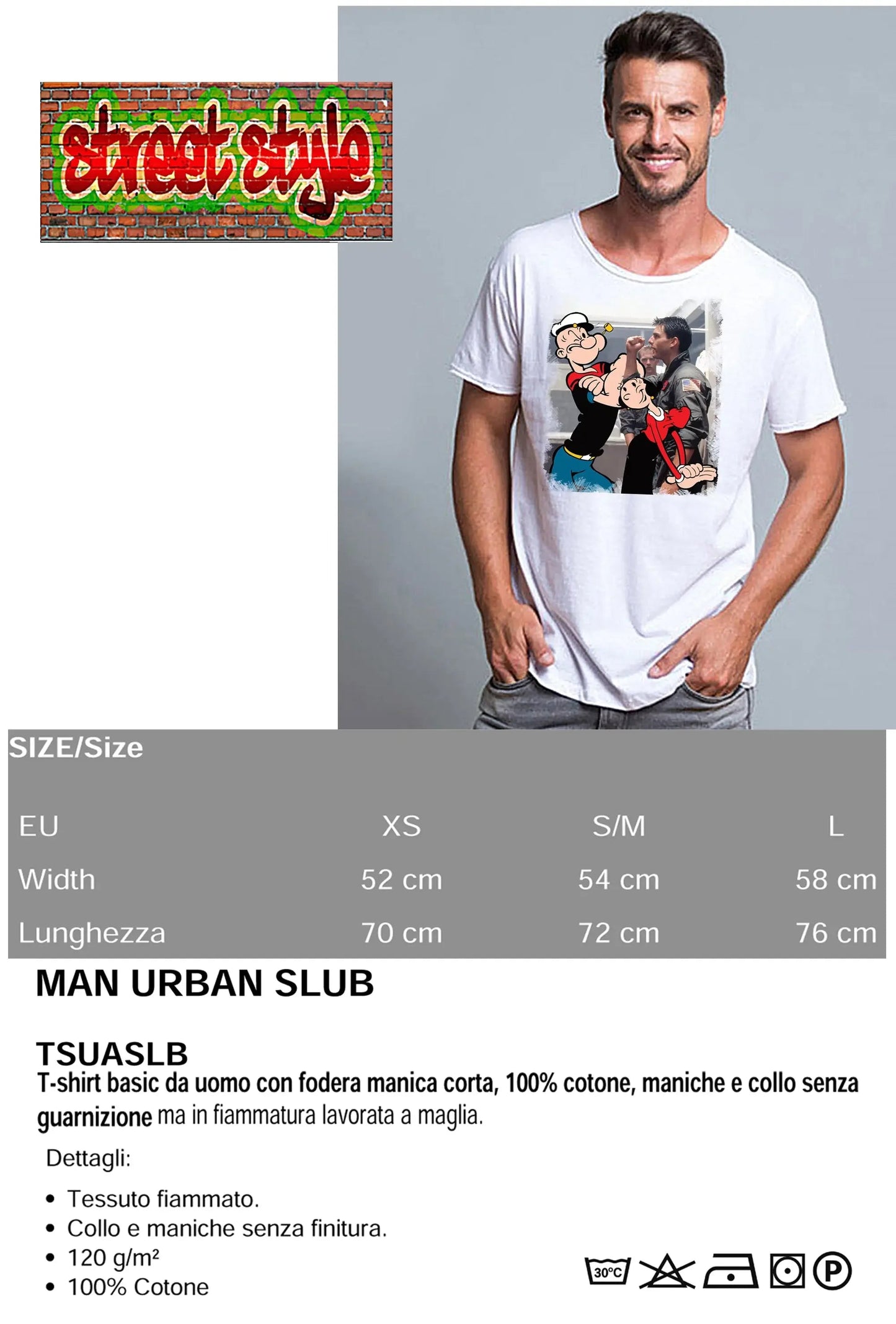 T-shirt Uomo Popeye & Olivia | Street Style Cotone Bio