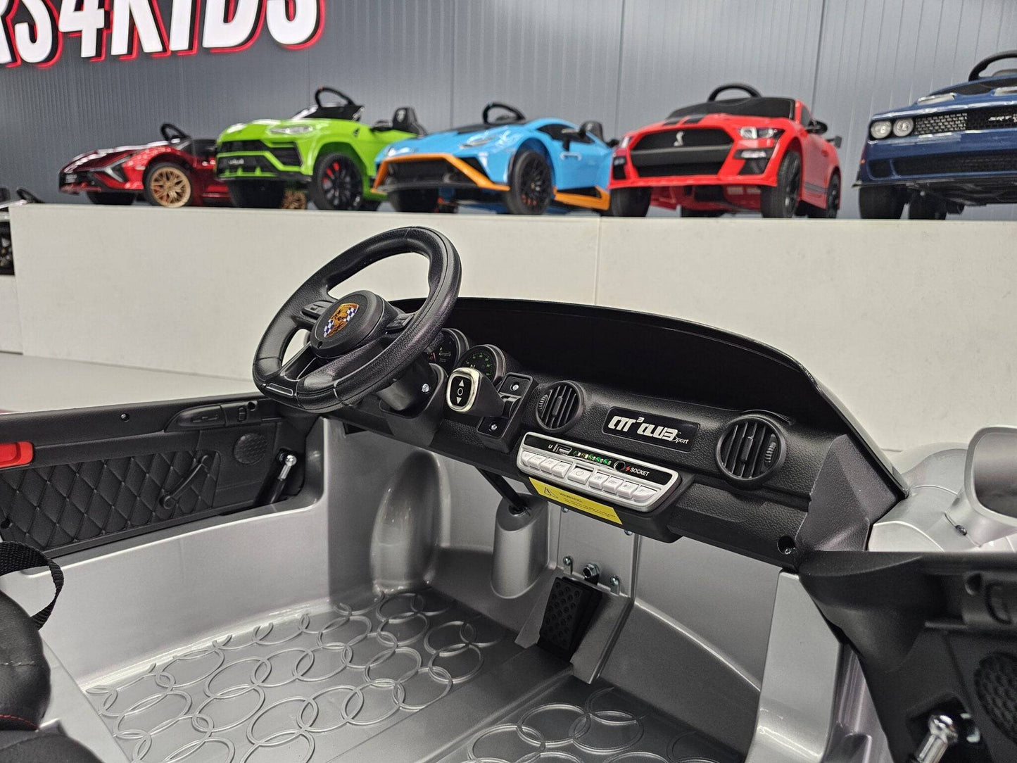 Kinder-Elektroauto Porsche RUF 24 V – 2 Sitzer – Silber Metallic