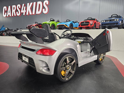 Kinder-Elektroauto Porsche RUF 24 V – 2 Sitzer – Silber Metallic
