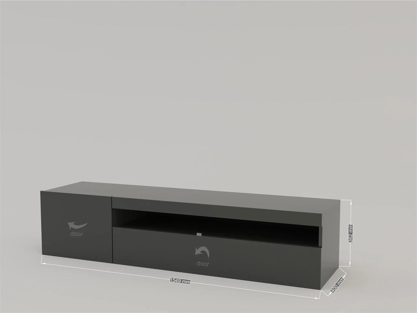 Porta TV con 1 anta + anta ribalta - DAIQUIRI Antracite Lucido