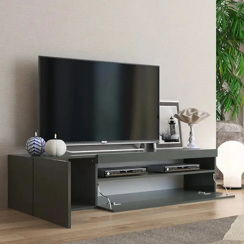 Porta TV con 1 anta + anta ribalta - DAIQUIRI Antracite Lucido