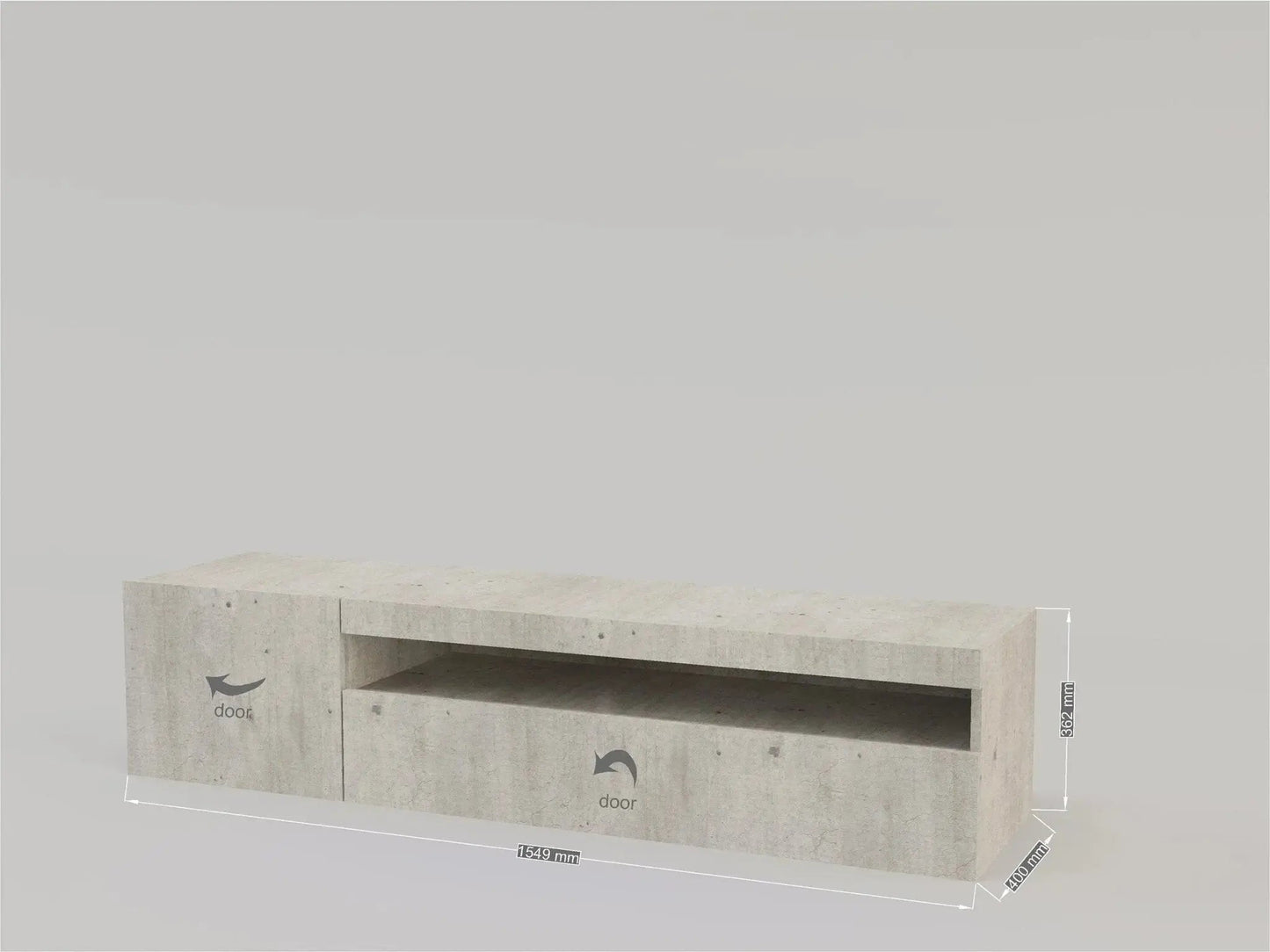 TV-Lowboard mit 1 Tür + Klappe im Stil DAIQUIRI Zement