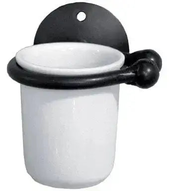 Portaspazzolino ferro battuto e ceramica