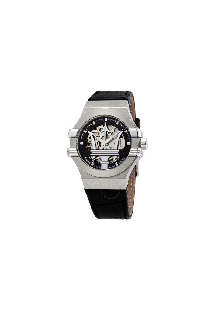 Maserati Uhr R8821108001 Automatik Herren Skelettiert Leder Schwarz 42mm