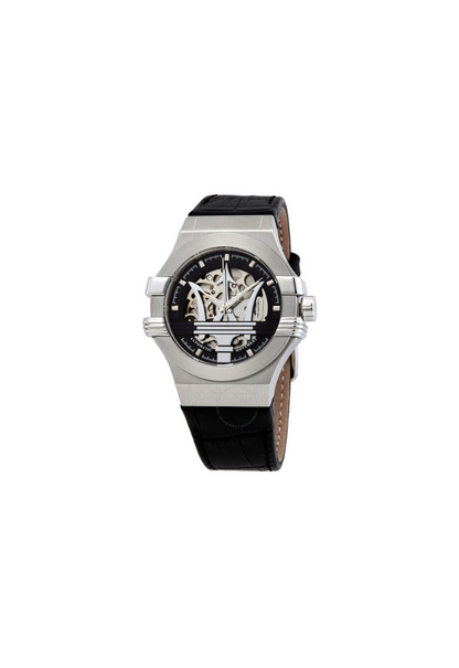 Maserati Uhr R8821108001 Automatik Herren Skelettiert Leder Schwarz 42mm